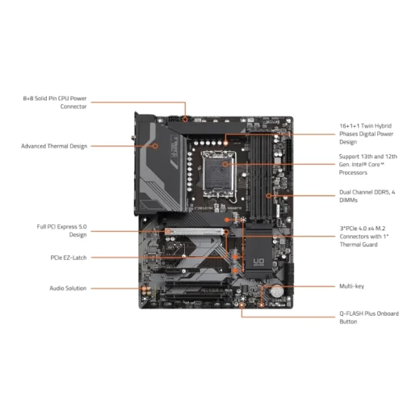 Gigabyte Z790 UD AX — ATX, LGA 1700, DDR5, WiFi, 4 slots - Imagen 4