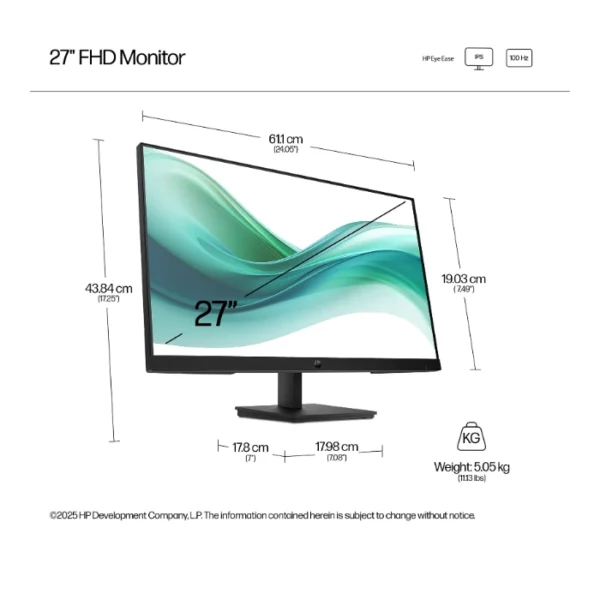 HP Series 3 Pro 327ph Monitor 27" FHD 100Hz IPS, speakers, plano - Imagen 4