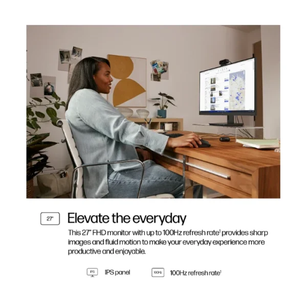 HP Series 3 Pro 327ph Monitor 27" FHD 100Hz IPS, speakers, plano - Imagen 2