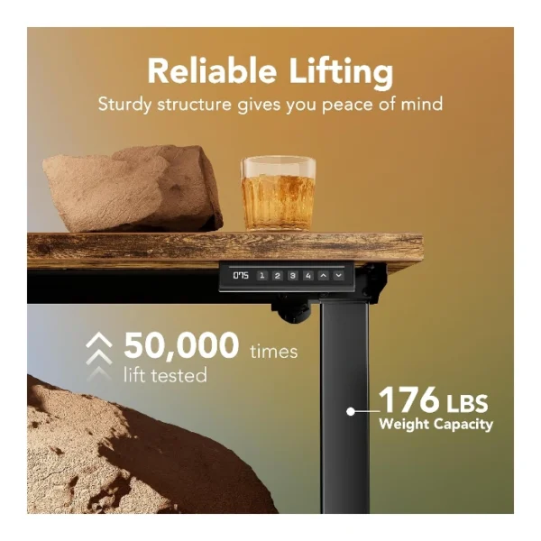 HUANUO Essential Standing Desk — 55" x 28", Escritorio eléctrico de altura ajustable, Café | No se entrega armado - Imagen 4