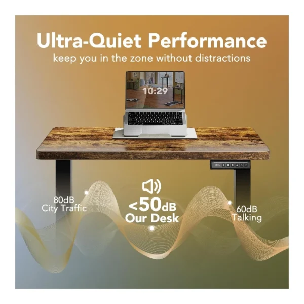 HUANUO Essential Standing Desk — 63" x 28", Escritorio eléctrico de altura ajustable, Café | No se entrega armado - Imagen 5