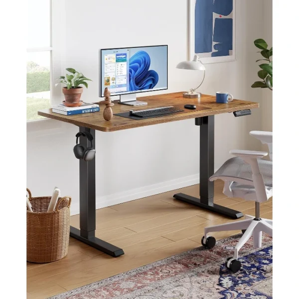 HUANUO Essential Standing Desk — 55" x 24" | Escritorio eléctrico de Altura ajustable | Café | No se entrega armado - Imagen 2