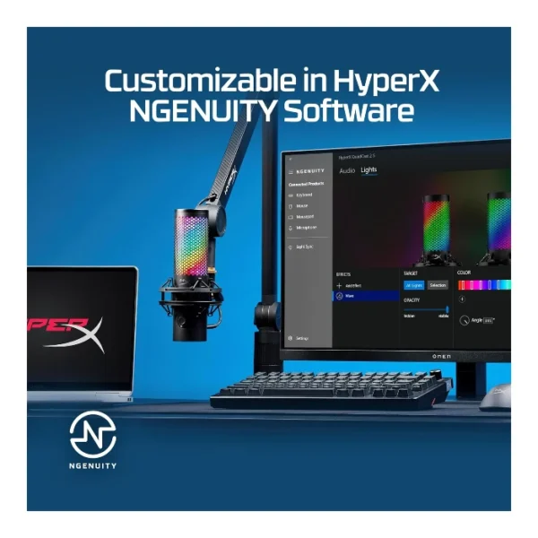 HyperX QuadCast 2 S — Micrófono USB, iluminación RGB, para transmisión y podcasting, soporte de choque removible, negro - Imagen 8
