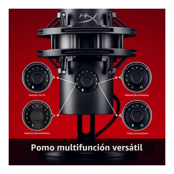HyperX QuadCast 2 S — Micrófono USB, iluminación RGB, para transmisión y podcasting, soporte de choque removible, negro - Imagen 5