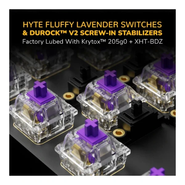 HYTE Keeb TKL — Teclado mecánico TKL, RGB de 155px, Switch Fluffy Lavender, Cable o bluetooth, negro | KB-HYTE-KEEB - Imagen 5