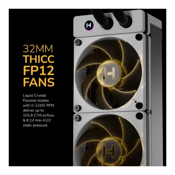 HYTE THICC Q60 — Enfriador Líquido AiO 240mm, Pantalla IPS 5", Daisy-chain, socket AM4, AM5, LGA 1700, LGA 1851, Blanco/Negro | FAN-HYTE-Q60-BW - Imagen 5