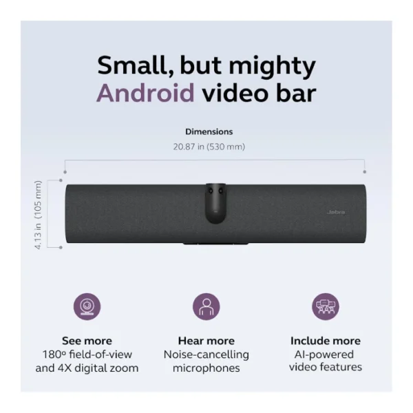 Jabra PanaCast 40 VBS — Sistema de videoconferencia todo en uno basado en Android | Con pantalla táctil IP de 10.1" | Para salas pequeñas - Imagen 4