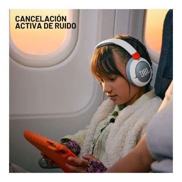 JBL Junior 470NC White — Audífonos inalámbricos para niños, Bluetooth, ANC, límite de volumen seguro, blanco - Imagen 3