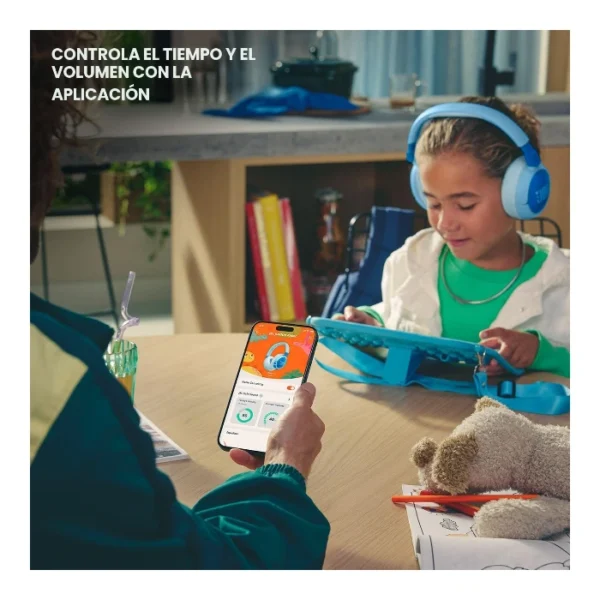 JBL Junior 470NC White — Audífonos inalámbricos para niños, Bluetooth, ANC, límite de volumen seguro, blanco - Imagen 5