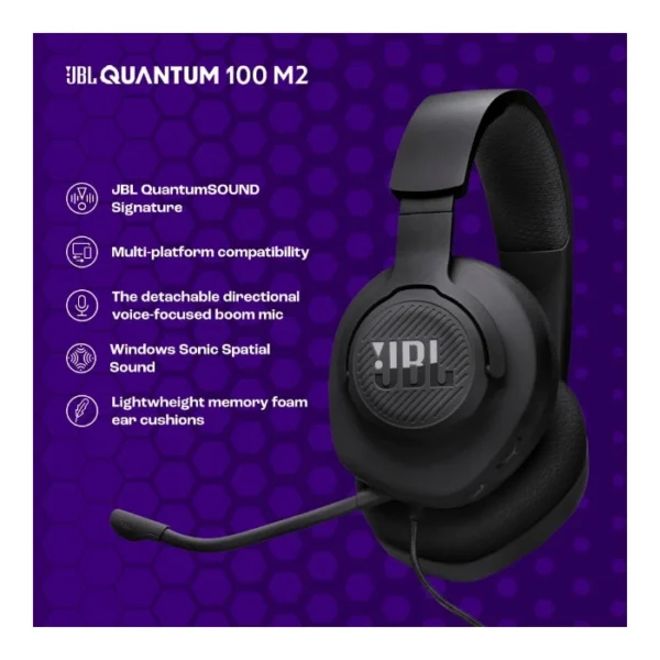JBL Quantum 100M2 — Auriculares alámbricos, multiplataforma, 3.5mm - Negro - Imagen 3