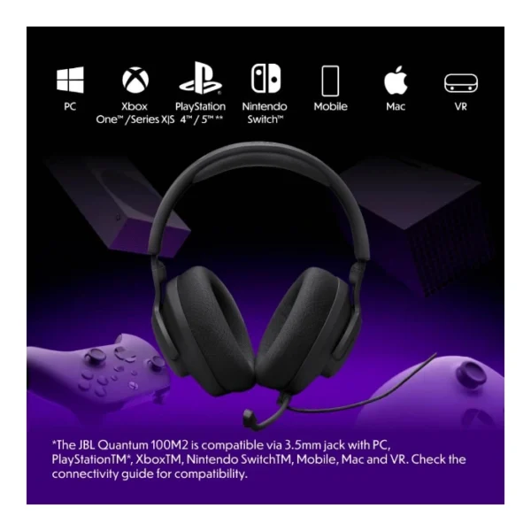 JBL Quantum 100M2 — Auriculares alámbricos, multiplataforma, 3.5mm - Negro - Imagen 2
