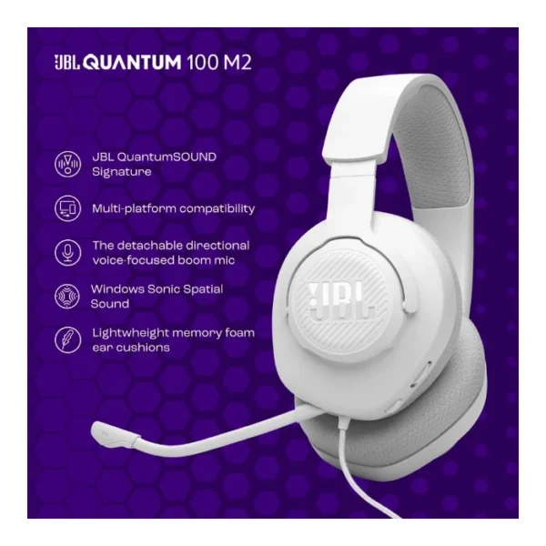JBL Quantum 100M2 — Auriculares alámbricos | multiplataforma | 3.5mm - Blanco - Imagen 3