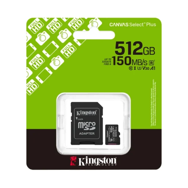 Kingston Canvas Select Plus 512GB — MicroSDXC, Clase 10 - Imagen 2