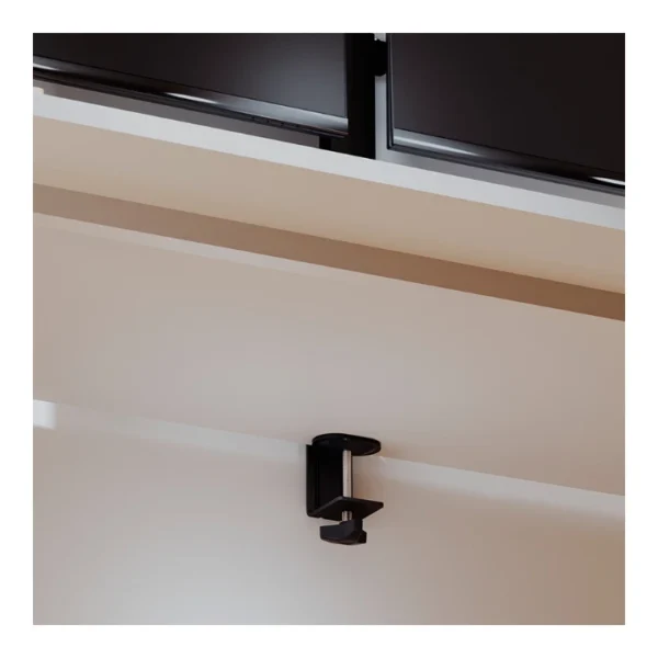KlipXtreme KMM-510 — Soporte para dos monitores hasta 32" con regleta integrada y puertos USB - Imagen 5