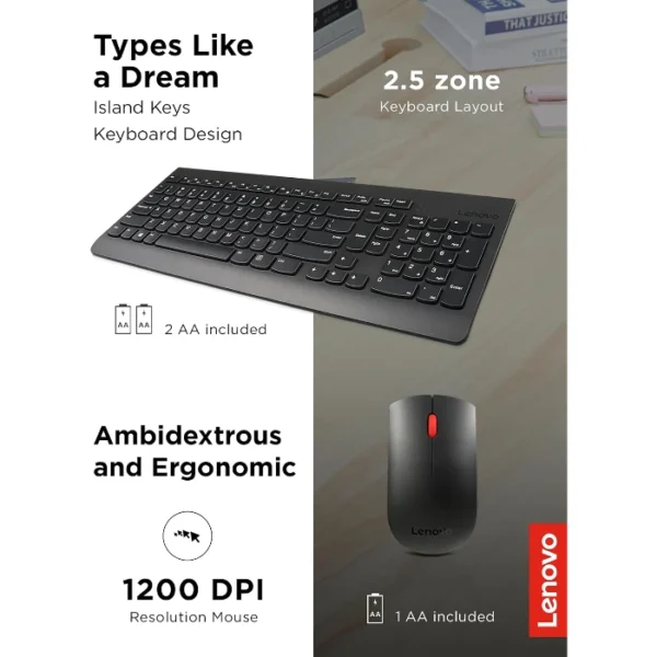 Lenovo 510 — Combo de Teclado y Mouse, Inalámbrico, Español, Negro - Imagen 3