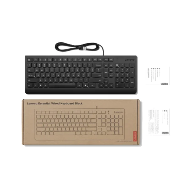 Lenovo Essential Wired Keyboard — Teclado con cable, español, negro - Imagen 2