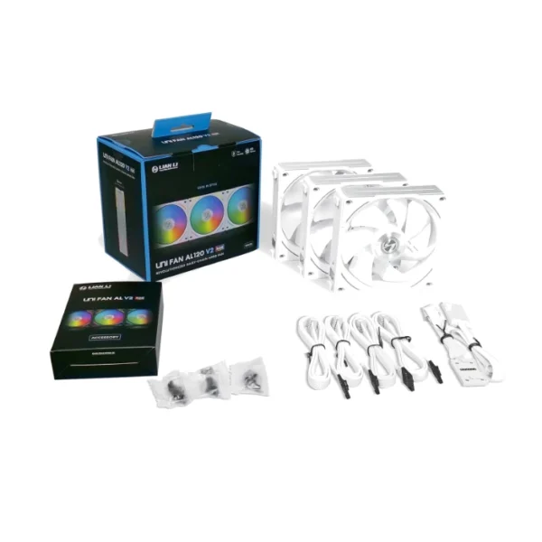 Lian Li UNI Fan AL120 V2 ARGB White — Kit 3 Fans 120mm, blanco | G99.12ALV23W.00 - Imagen 7