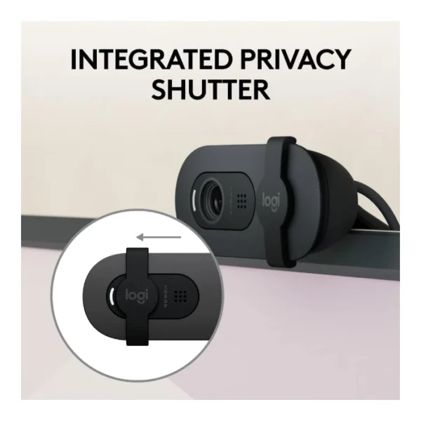 Logitech Brio 100 Webcam, Full HD, micrófono integrado, tapa de privacidad - Negro - Imagen 2
