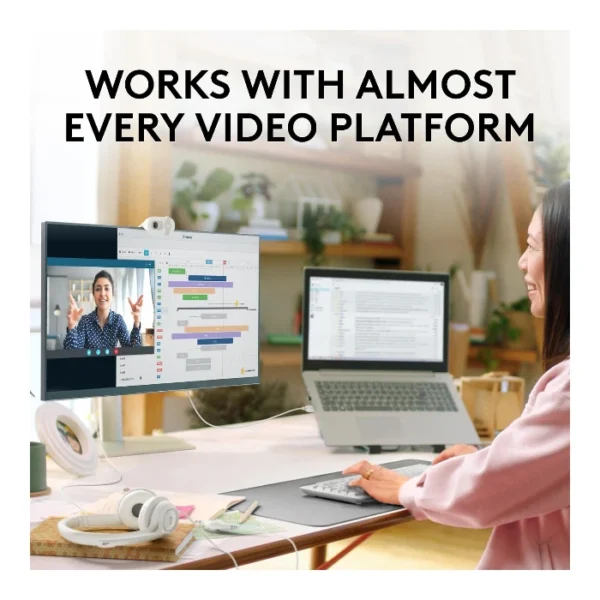Logitech Brio 100 Webcam, Full HD, micrófono integrado, tapa de privacidad - Blanco - Imagen 5
