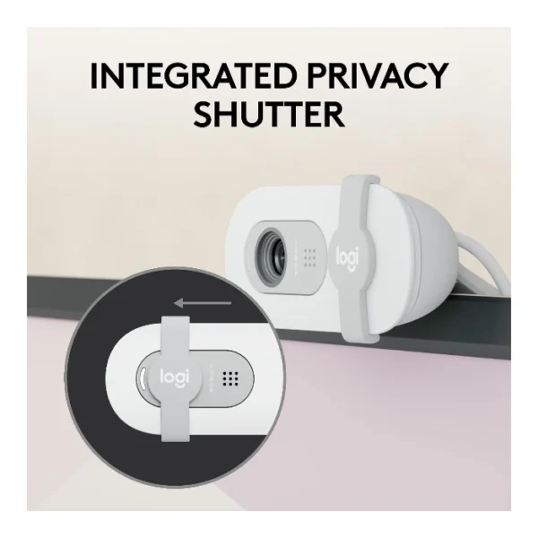 Logitech Brio 100 Webcam, Full HD, micrófono integrado, tapa de privacidad - Blanco - Imagen 2