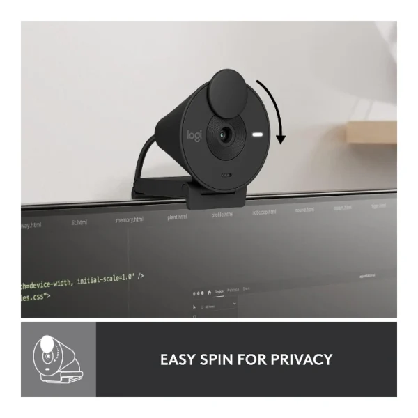 Logitech Brio 300 Webcam Full HD, 2MP, conexión USB-C - Negro - Imagen 2