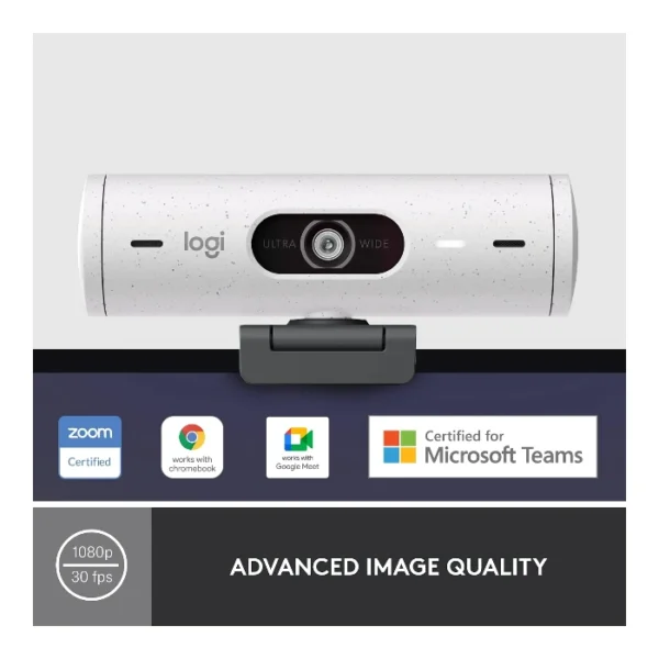 Logitech Brio 500 — Webcam, 4MP, Full HD, conexión USB-C - Blanco - Imagen 5