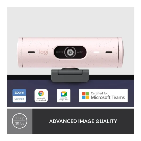 Logitech Brio 500 — Webcam, 4MP, Full HD, conexión USB-C - Rosa - Imagen 5
