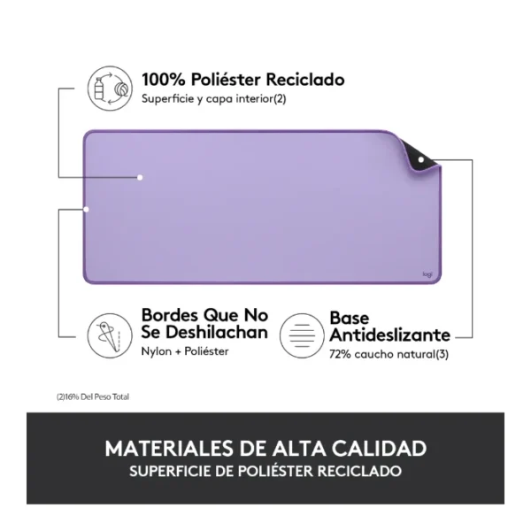 Logitech Desk Mat Studio Series Mouse pad 30 x 70 cm - Lavanda - Imagen 7