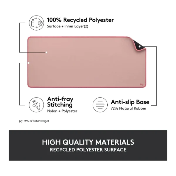 Logitech Desk Mat Studio Series — Mouse pad 30 x 70 cm - Rosa - Imagen 3