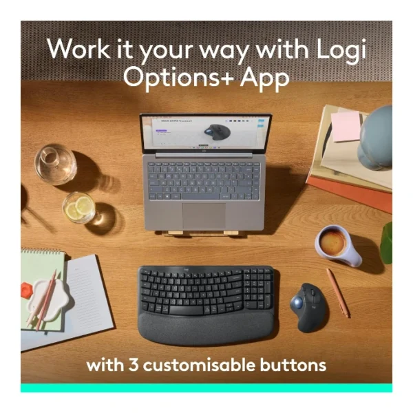 Logitech Ergo M575S — Mouse trackball inalámbrico, Bluetooth, ergonómico - Grafito + Bola azul - Imagen 4