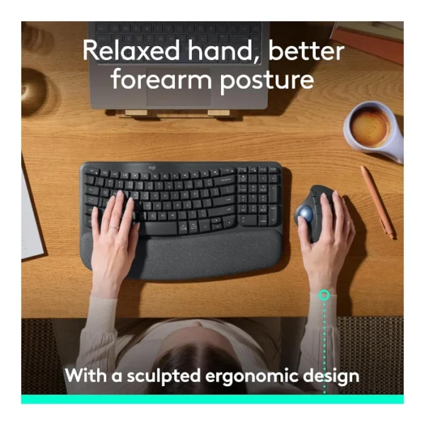 Logitech Ergo M575S — Mouse trackball inalámbrico, Bluetooth, ergonómico - Grafito + Bola azul - Imagen 3