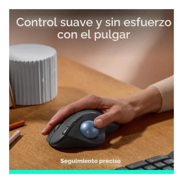 Logitech Ergo M575S — Mouse trackball inalámbrico, Bluetooth, ergonómico - Grafito + Bola azul - Imagen 2