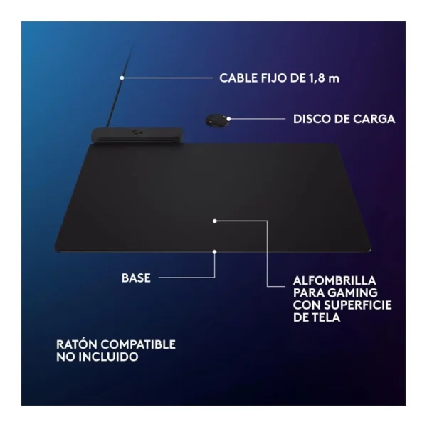 Logitech G POWERPLAY 2 — Mousepad con Sistema inalámbrico de carga, 34 x 28 cm - Negro - Imagen 7