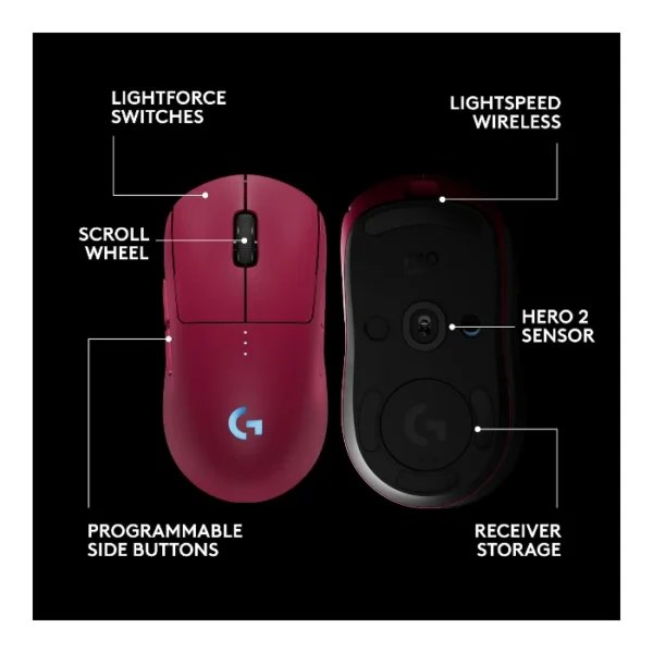 Logitech G PRO 2 LIGHTSPEED — Mouse inalámbrico, 32K DPI, HERO 2 - Magenta - Imagen 6