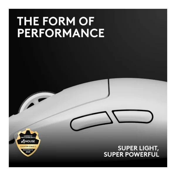 Logitech G PRO X SUPERLIGHT 2 White — Mouse LIGHTSPEED, HERO 2 Sensor, 32K DPI - Imagen 2