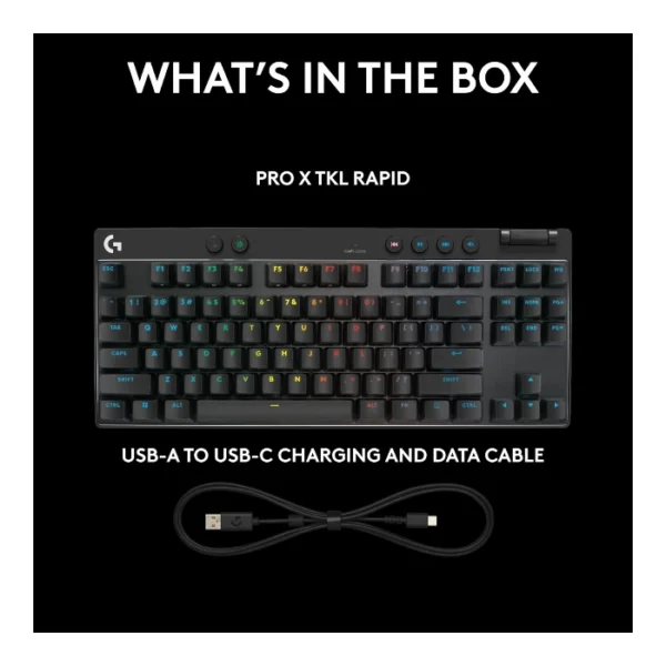 Logitech G PRO X TKL Rapid — Teclado magnético analógico, con cable, Rapid Trigger, inglés - Negro - Imagen 4