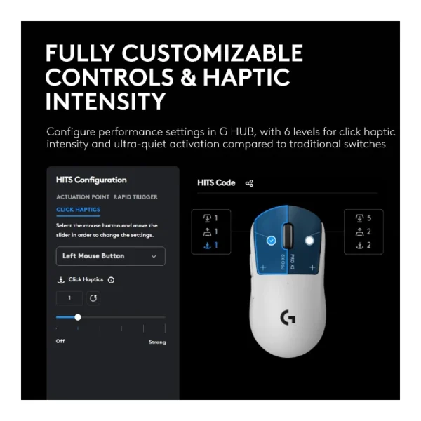 Logitech G PRO X2 SUPERSTRIKE Mouse inalámbrico, HERO 2, customizable click haptics - Blanco - Imagen 4