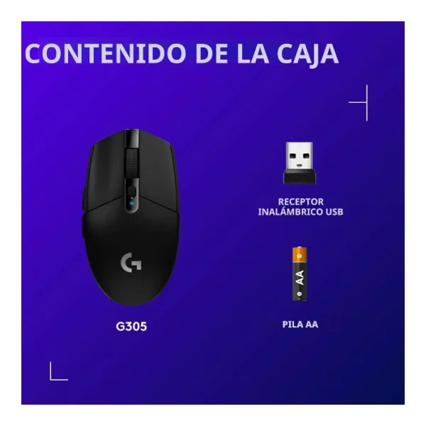 Logitech G305 — Mouse inalámbrico, LIGHTSPEED, HERO 12, 6 botones - Negro - Imagen 7