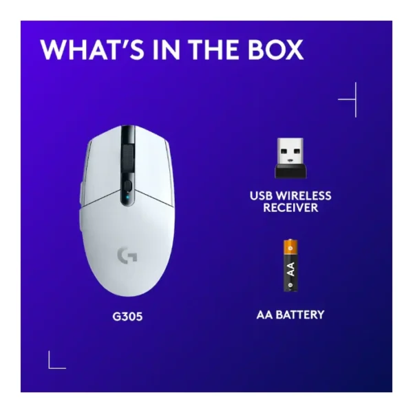 Logitech G305 — Mouse inalámbrico, LIGHTSPEED, HERO 12, 6 botones - Blanco - Imagen 5