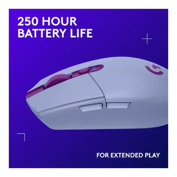 Logitech G305 — Mouse inalámbrico, LIGHTSPEED, HERO 12, 6 botones - Lila - Imagen 3