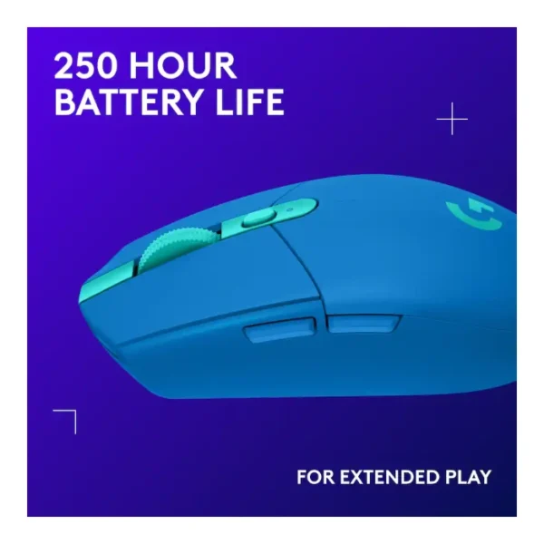Logitech G305 — Mouse inalámbrico, LIGHTSPEED, HERO 12, 6 botones - Azul - Imagen 3