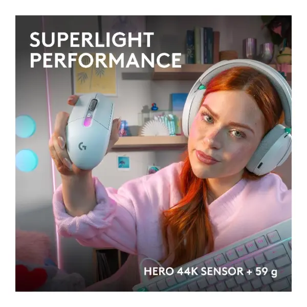 Logitech G305 X SUPERLIGHT Mouse inalámbrico 2.4 GHz/Bluetooth/USB-C, 59g, 44K DPI - Blanco - Imagen 4