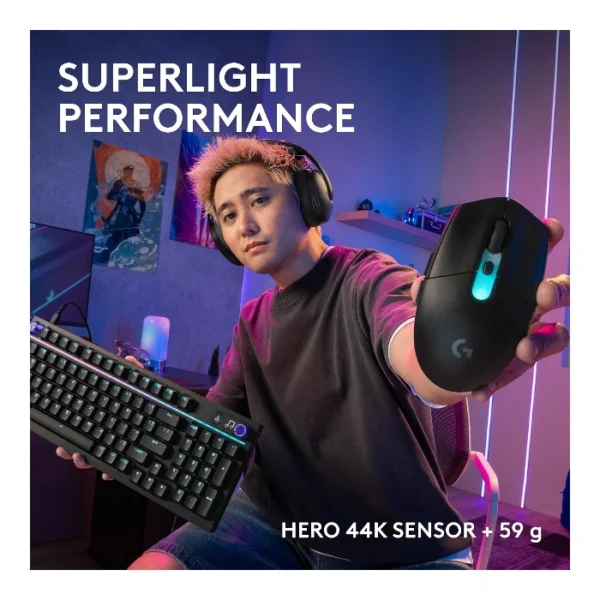Logitech G305 X SUPERLIGHT Mouse inalámbrico 2.4 GHz/Bluetooth/USB-C, 59g, 44K DPI - Negro - Imagen 5
