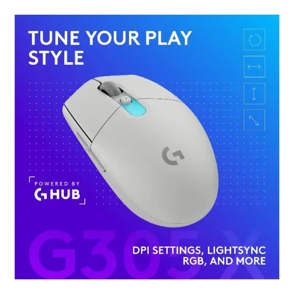 Logitech G305 X SUPERLIGHT Mouse inalámbrico 2.4 GHz/Bluetooth/USB-C, 59g, 44K DPI - Blanco - Imagen 7