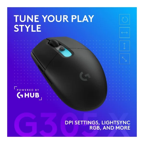 Logitech G305 X SUPERLIGHT Mouse inalámbrico 2.4 GHz/Bluetooth/USB-C, 59g, 44K DPI - Negro - Imagen 7