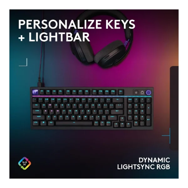 Logitech G316 X 98% — Teclado mecánico, alámbrico, hot-swappable, GL Tactile, inglés, negro - Imagen 6