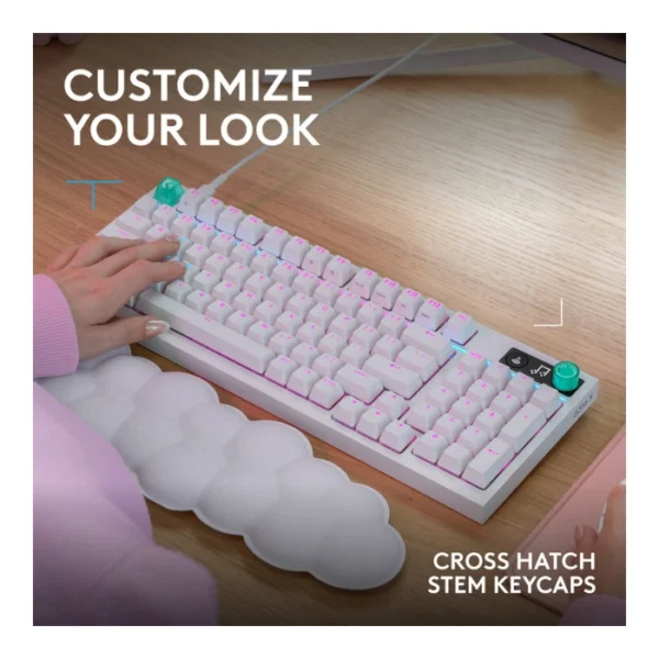 Logitech G316 X 98% White — Teclado mecánico, alámbrico, hot-swappable, GL Tactile, inglés, blanco - Imagen 8