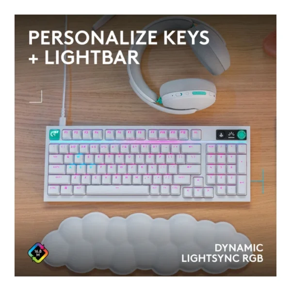 Logitech G316 X 98% White — Teclado mecánico, alámbrico, hot-swappable, GL Tactile, inglés, blanco - Imagen 6