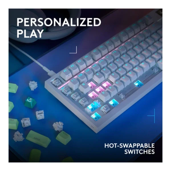 Logitech G316 X 98% White — Teclado mecánico, alámbrico, hot-swappable, GL Tactile, inglés, blanco - Imagen 5