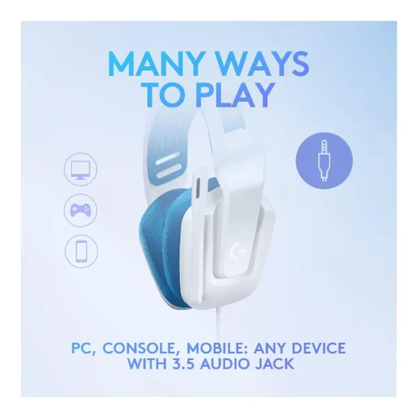 Logitech G335 — Audífono con cable, 3.5mm, multiplataforma - Blanco - Imagen 2